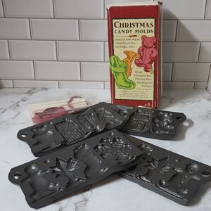 Vtg John Wright Christmas Candy Molds Cast Iron